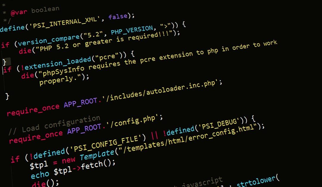 A close-up view of PHP code displayed on a computer screen, highlighting programming and development concepts.